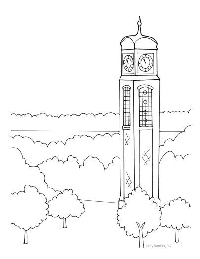 GVSU Coloring Page of the Cook Carillon Tower